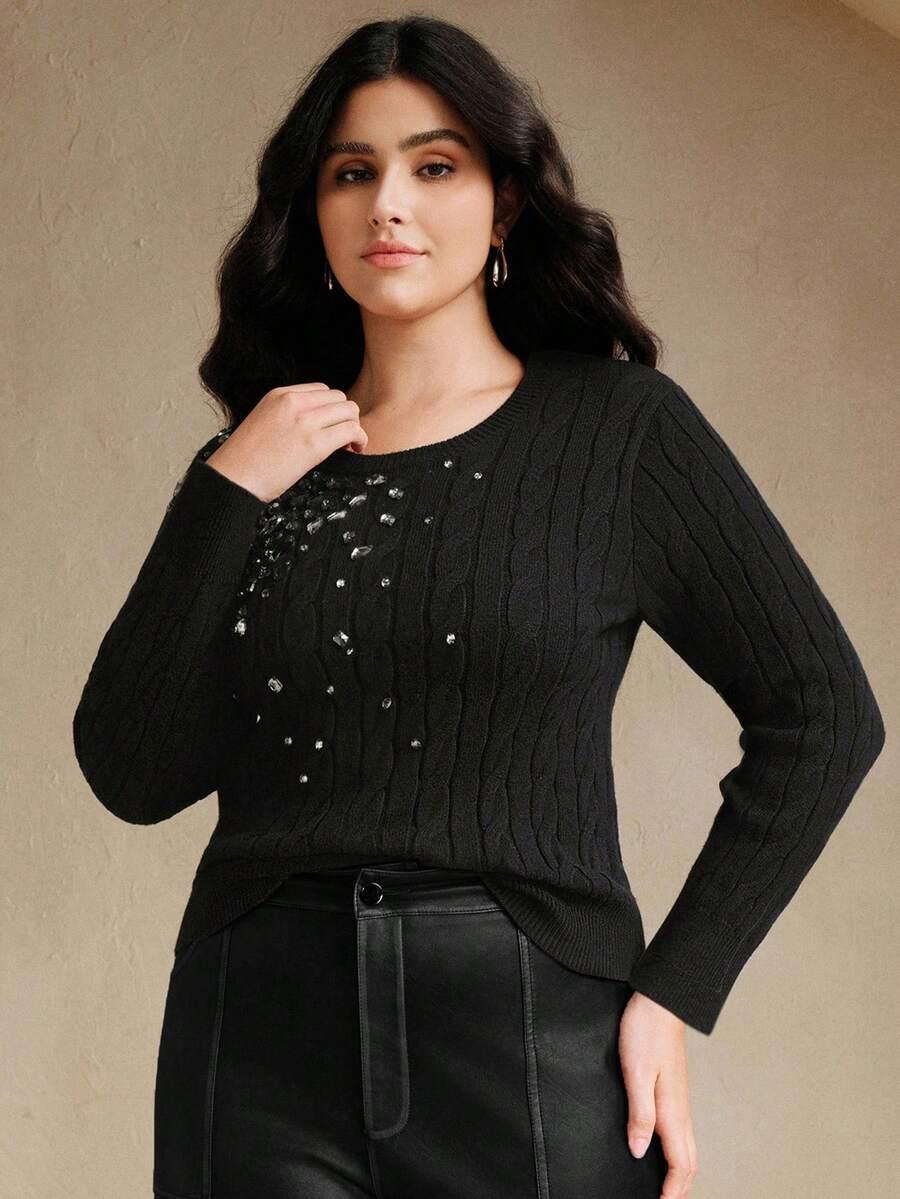 CZARNY SWETER ZDOBIENIE