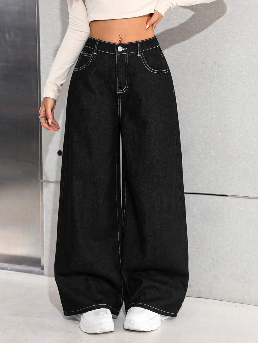 CZARNE SPODNIE JEANS