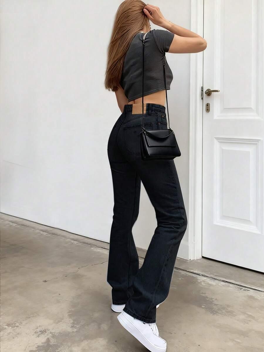 CZARNE SPODNIE JEANS