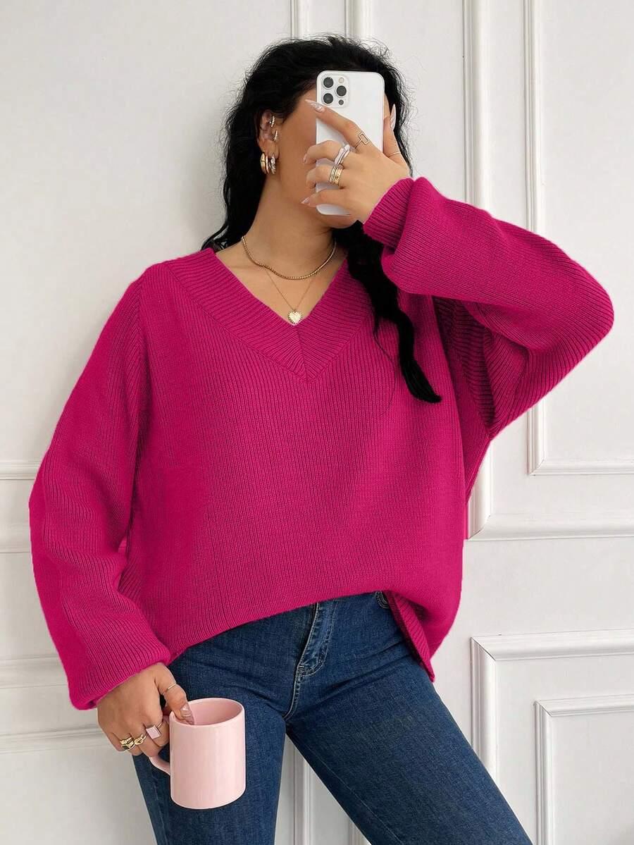różowy sweter v-neck 