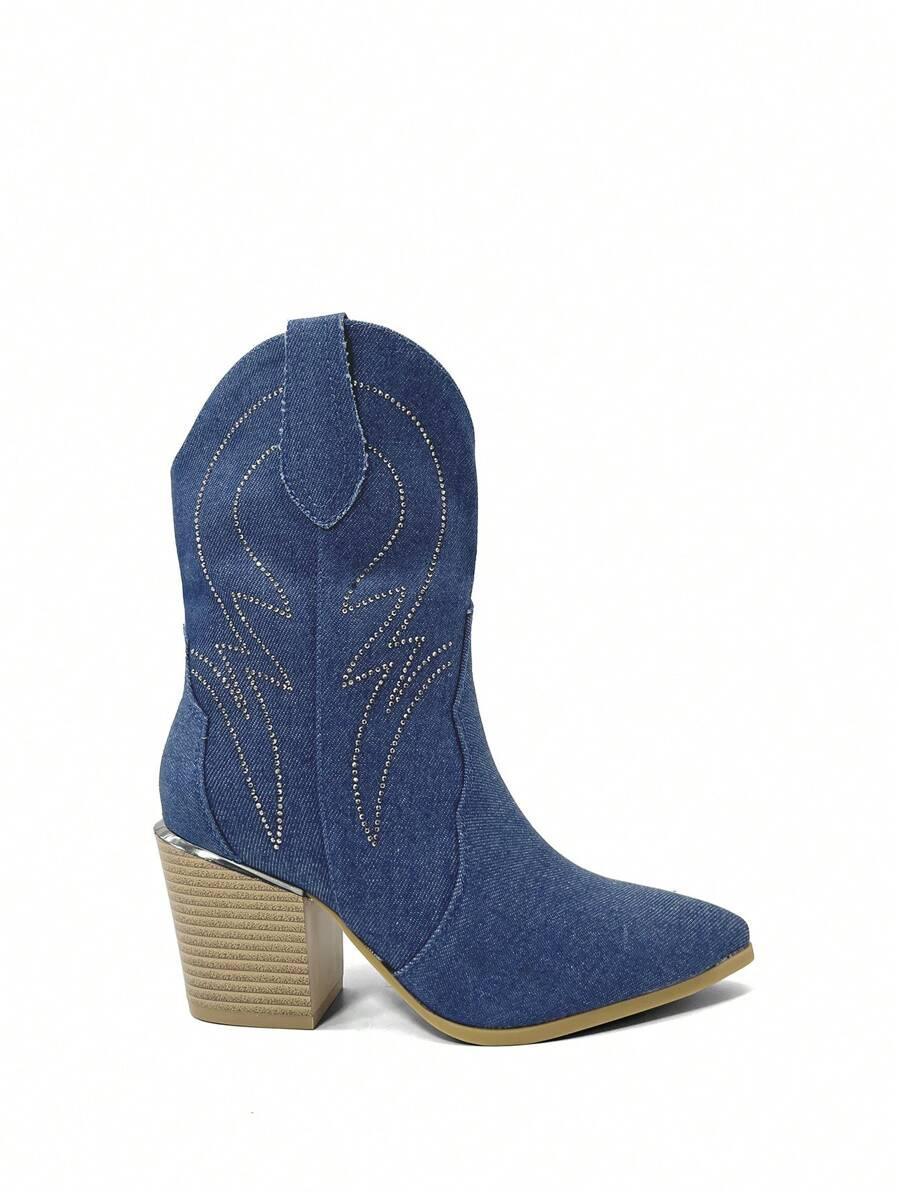 JEANSOWE BUTY KOWBOJKI