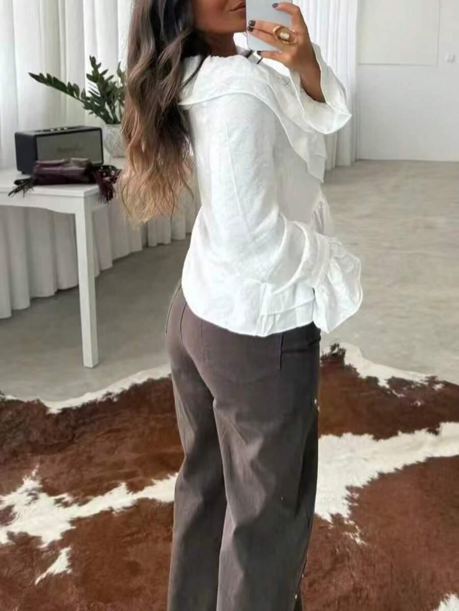 BIAŁA BLUZKA FALBANY