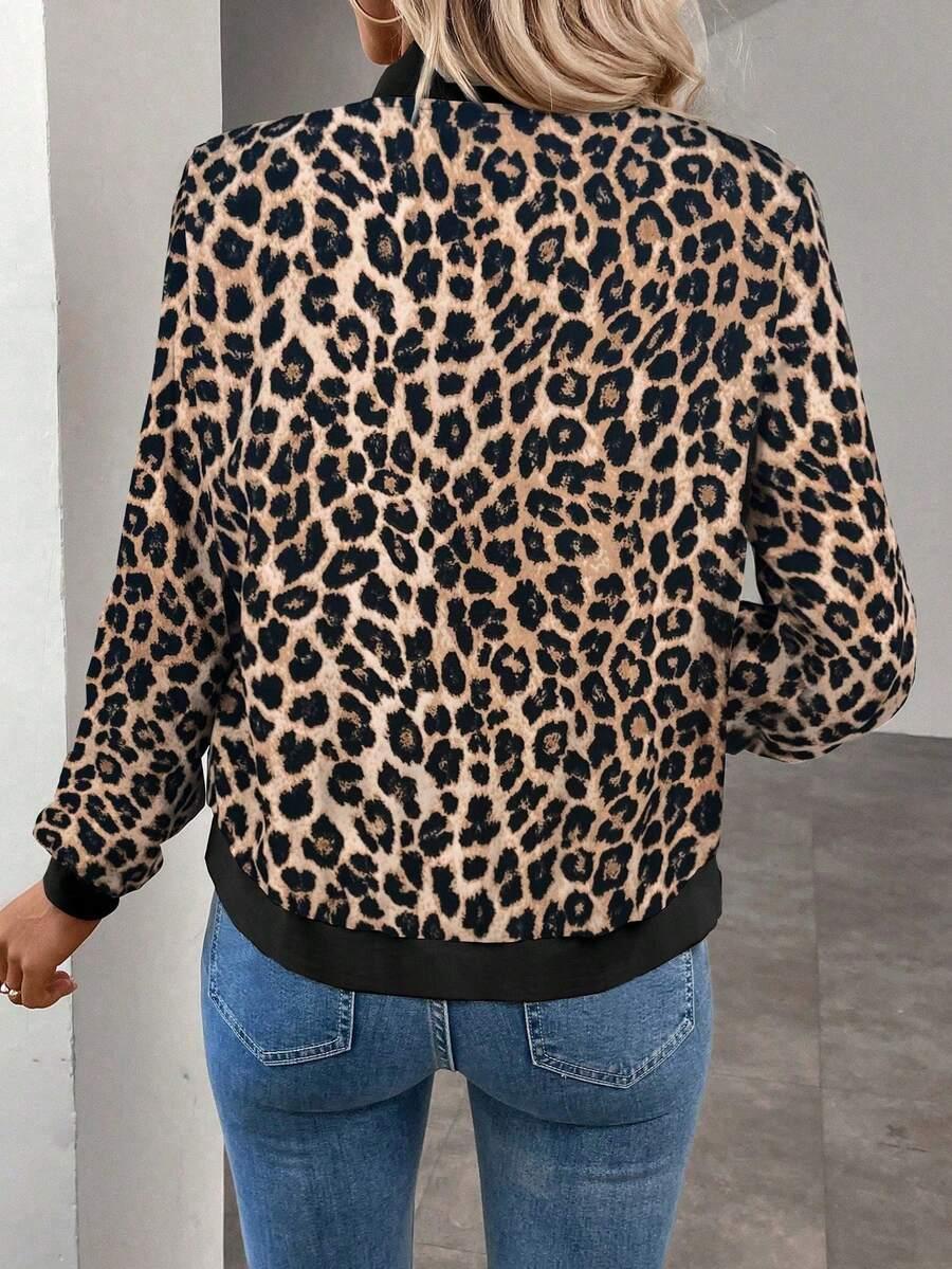 bluza animal print kontrast zamek
