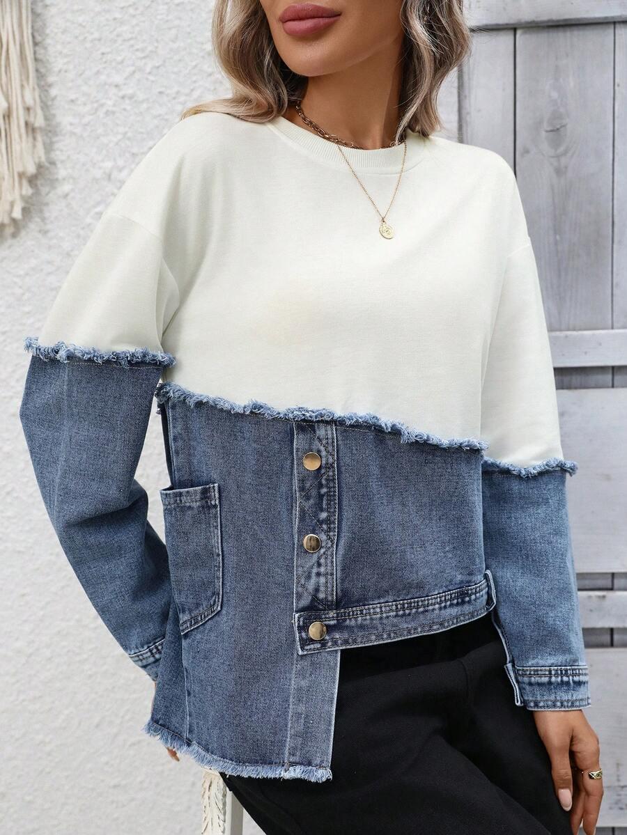 asymetryczna bluza jeans