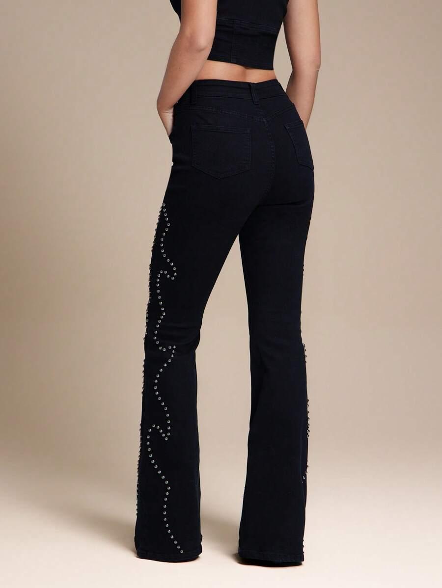 CZARNE SPODNIE JEANS
