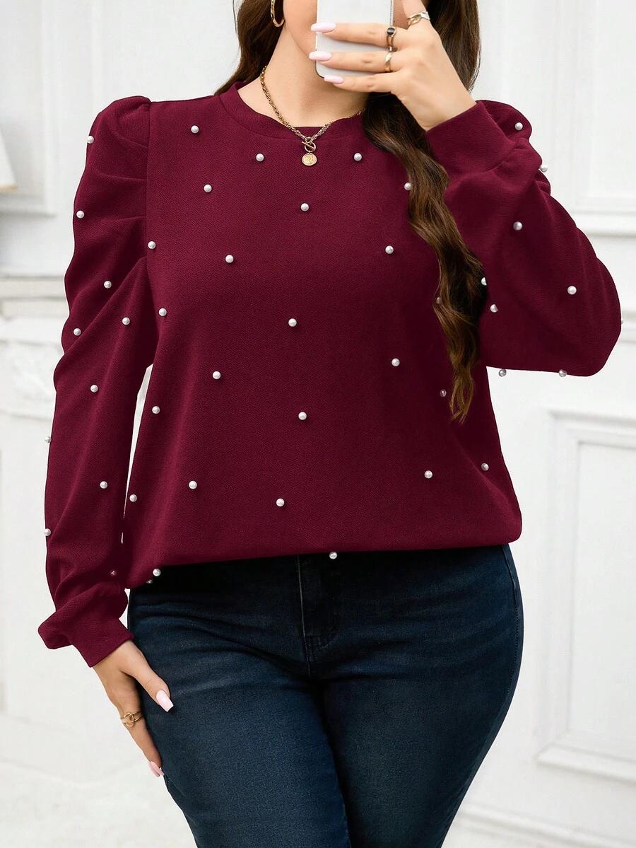 ELEGANCKA BLUZA DAMSKA Z PEREŁKAMI