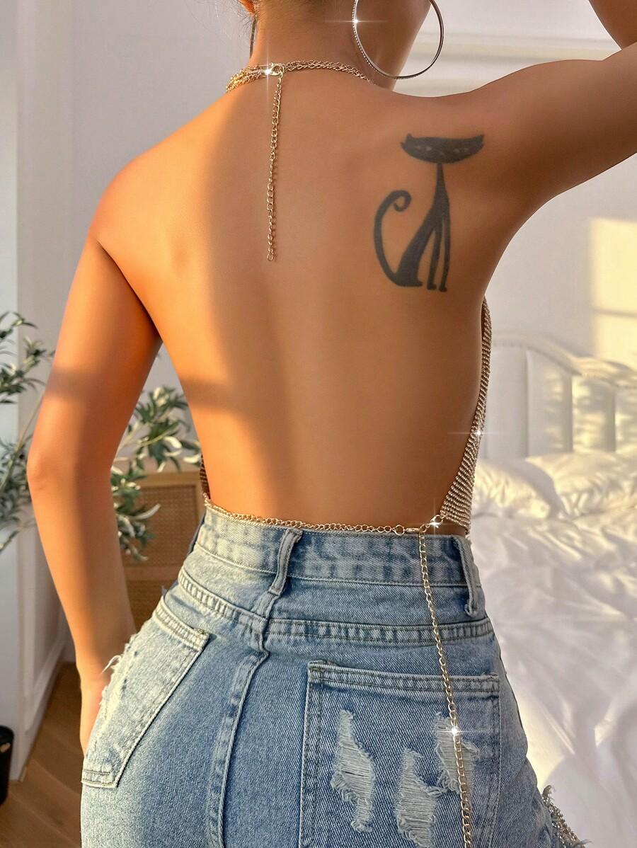 ZLOTY CROP TOP KRYSZTAŁKI 