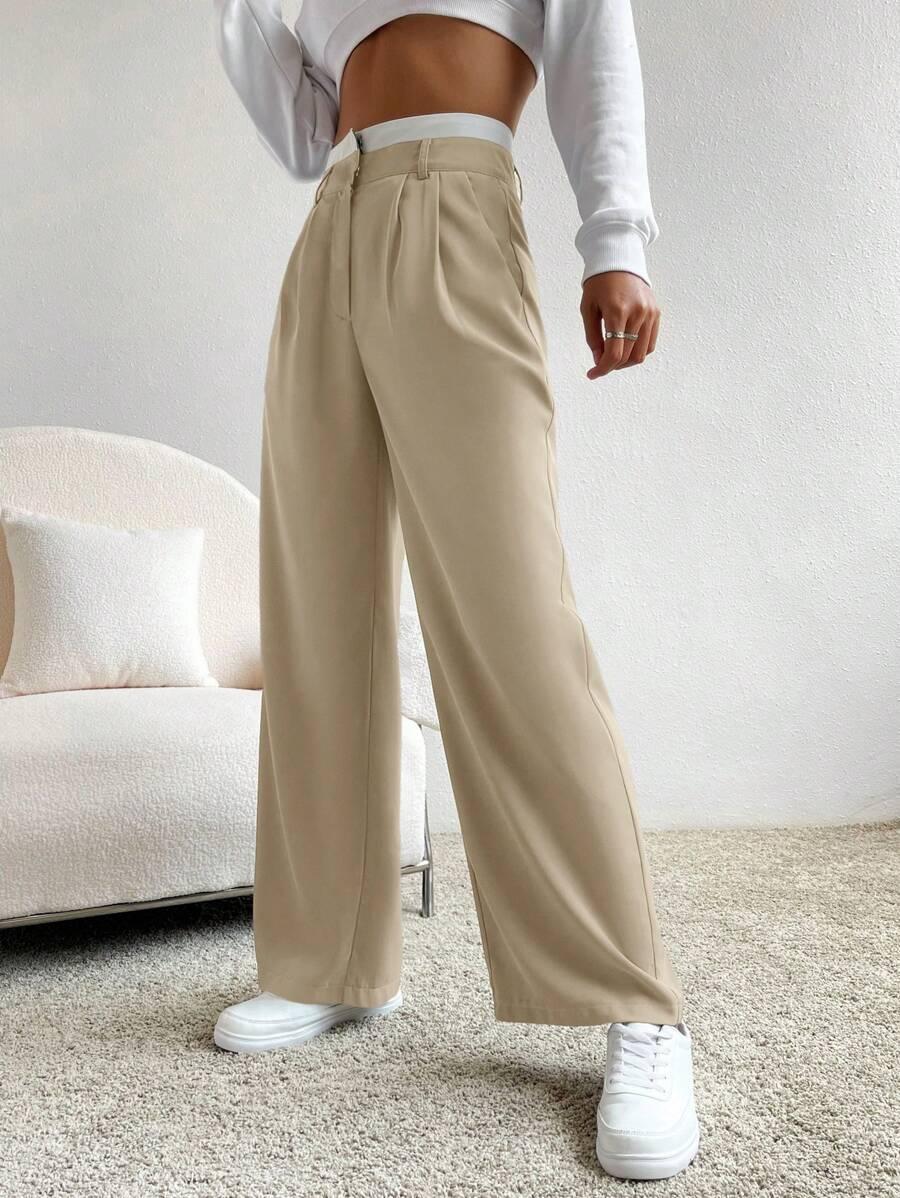 beżowe eleganckie spodnie