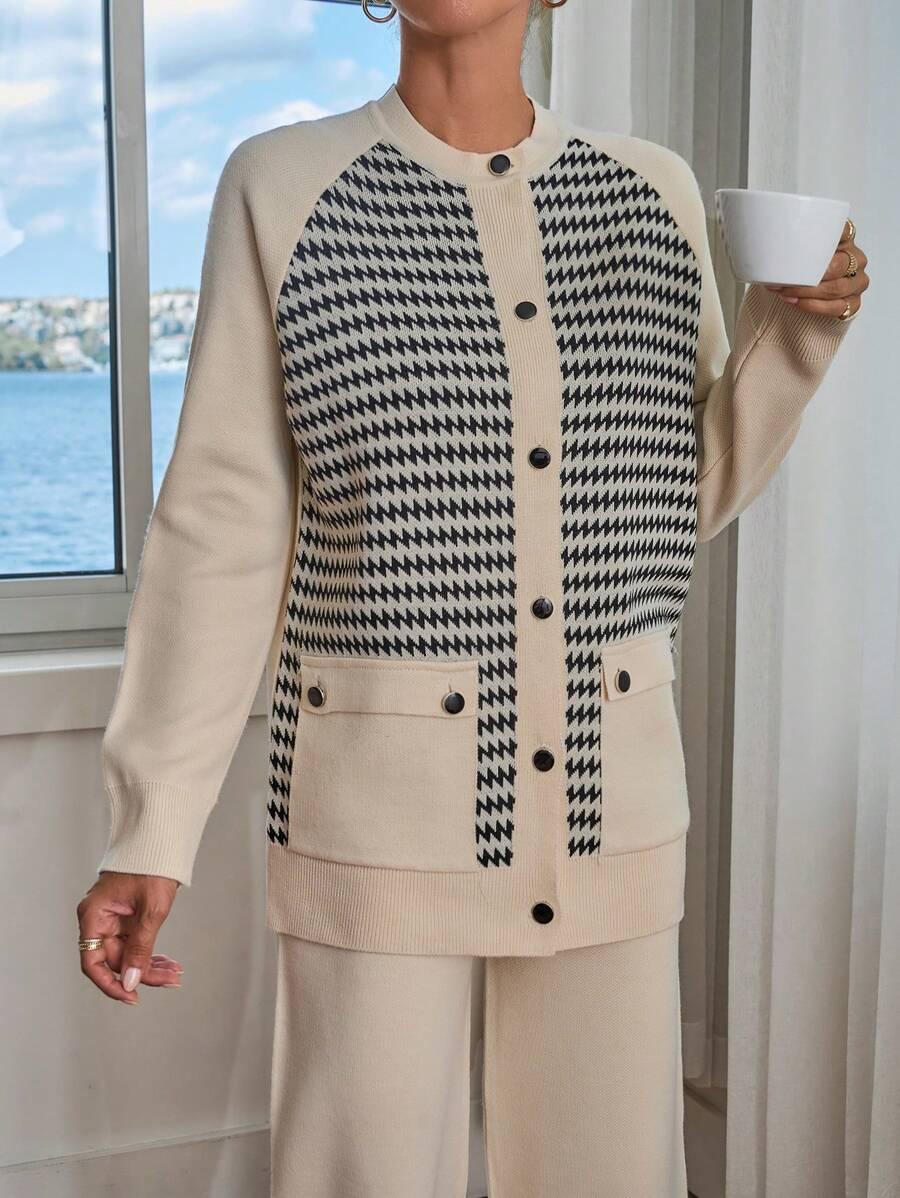 DZIANINOWY KOMPLET SWETER SPODNIE
