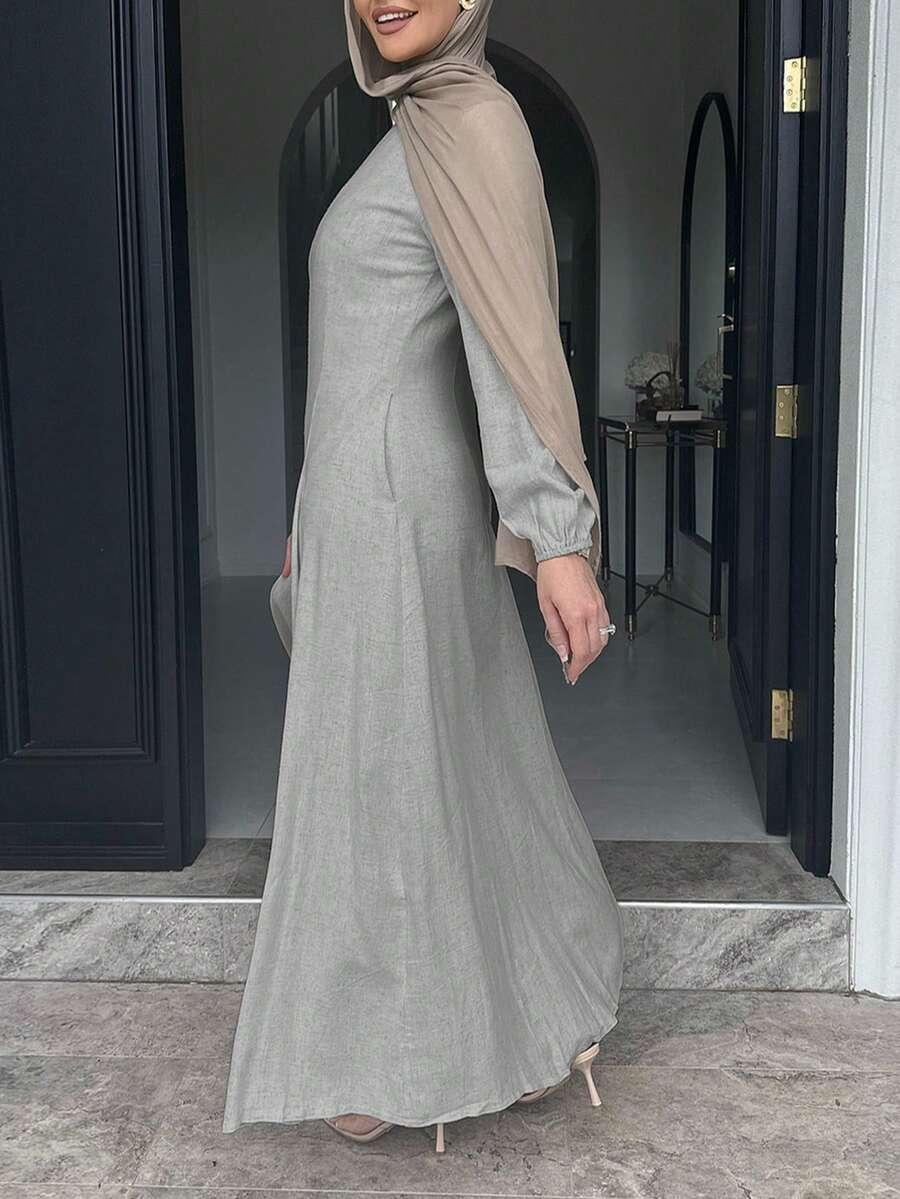 szara maxi sukienka