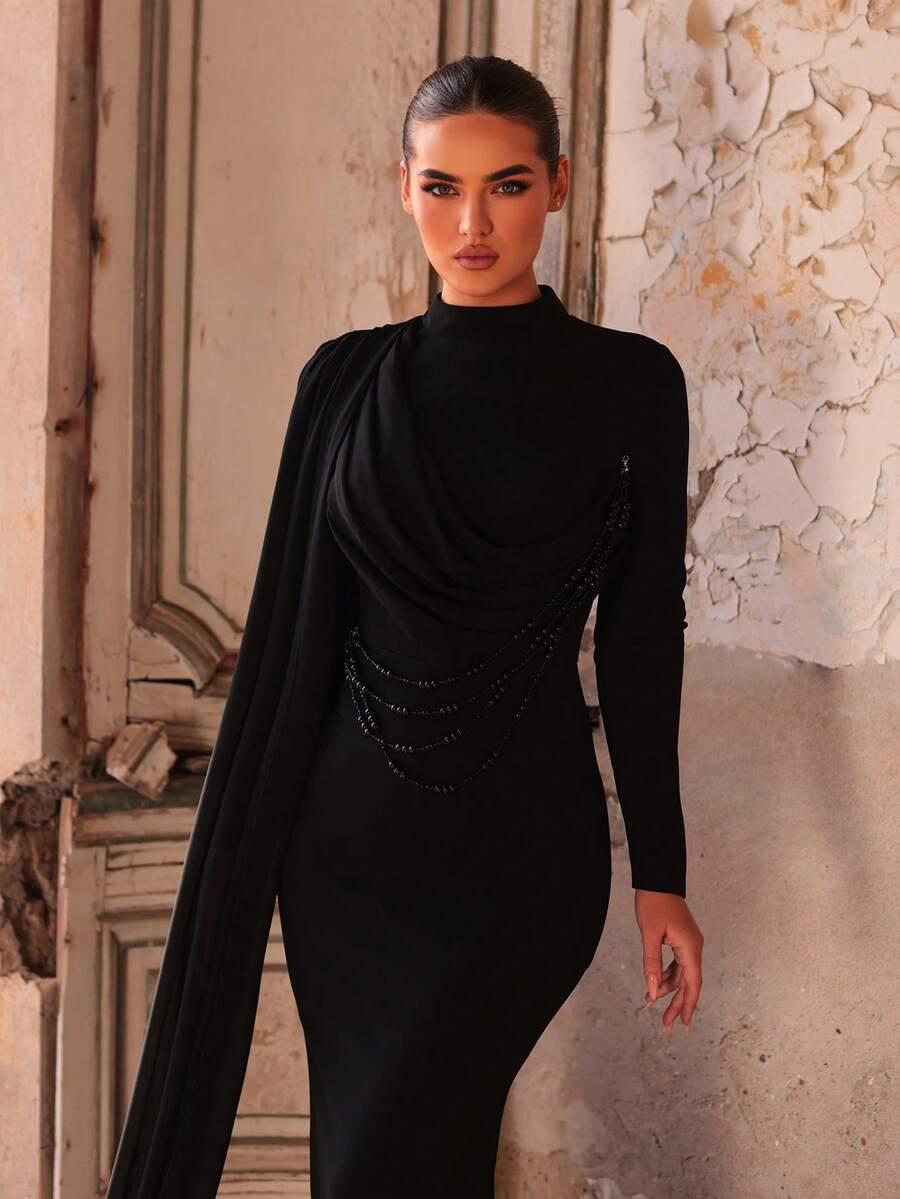 CZARNA MAXI SUKIENKA