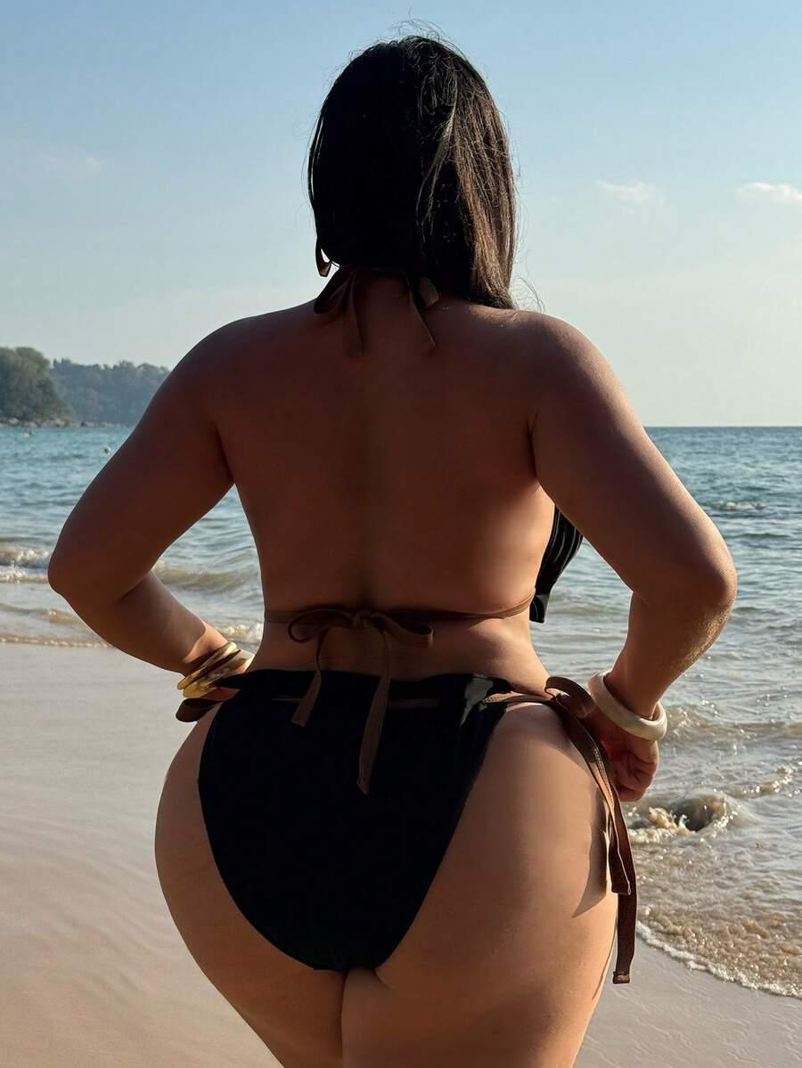czarny dół od bikini zdobienie