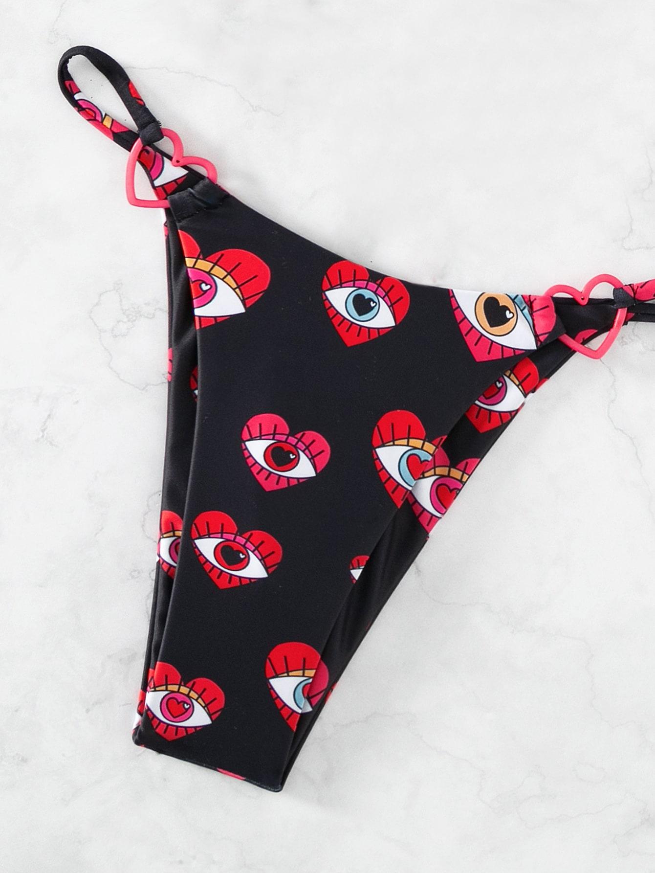 czarny dół od bikini print oko serce