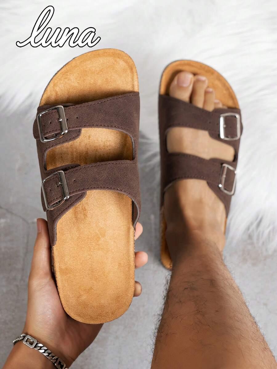 brązowe klapki casual 