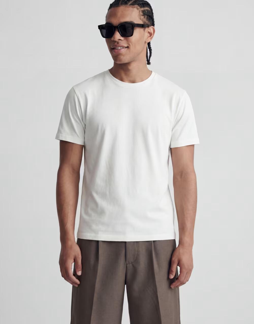 BIAŁY T-SHIRT OKRĄGŁY DEKOLT