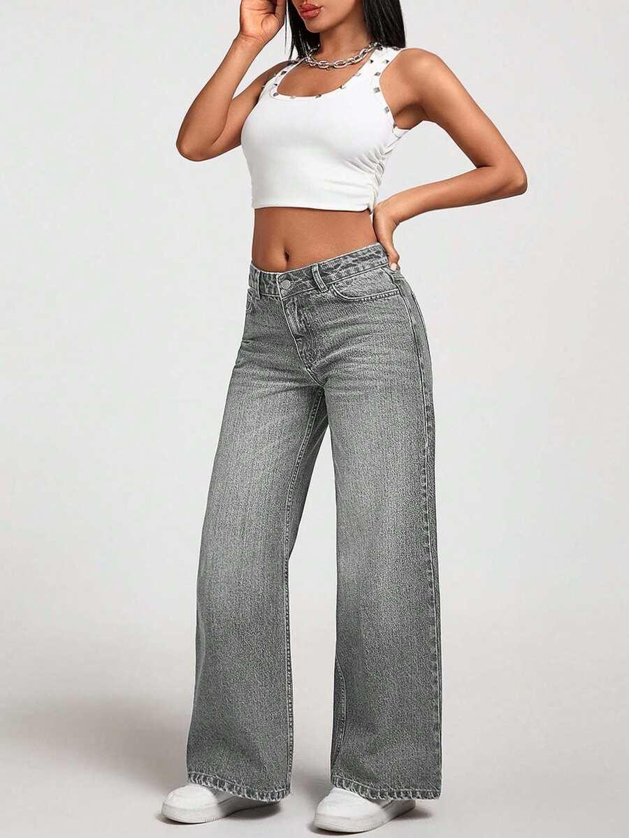 SZARE SPODNIE JEANS