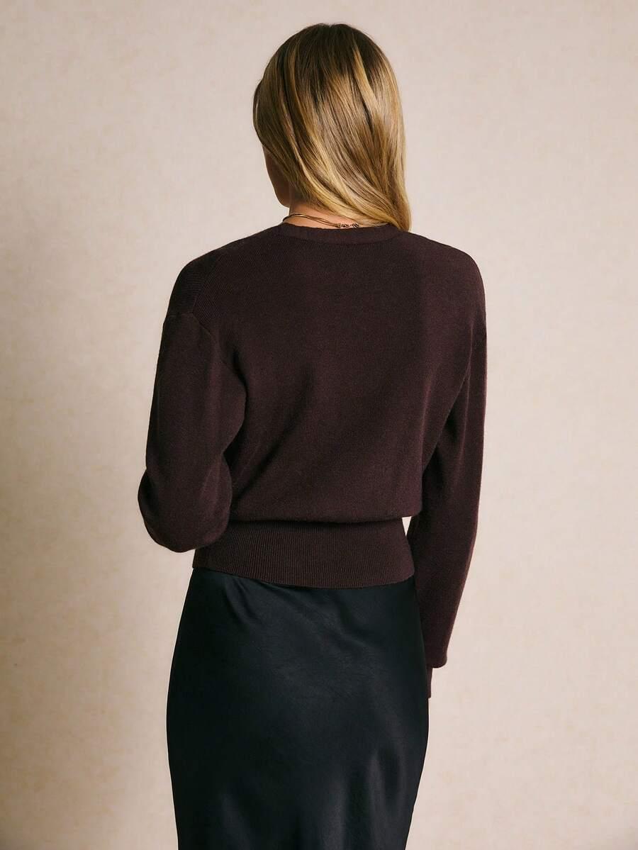 BRĄZOWY SWETER KARDIGAN zdobienie