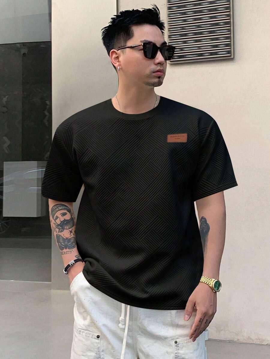 czarny t-shirt okrągły dekolt
