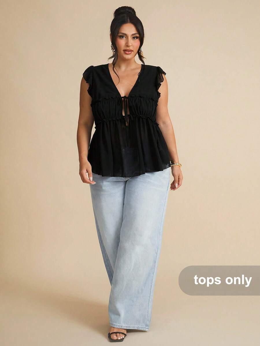 czarna bluzka v-neck