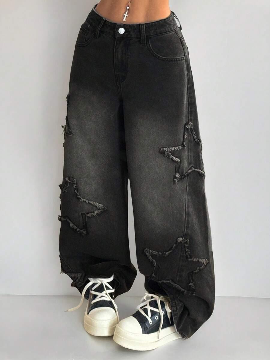 CZARNE SPODNIE JEANS