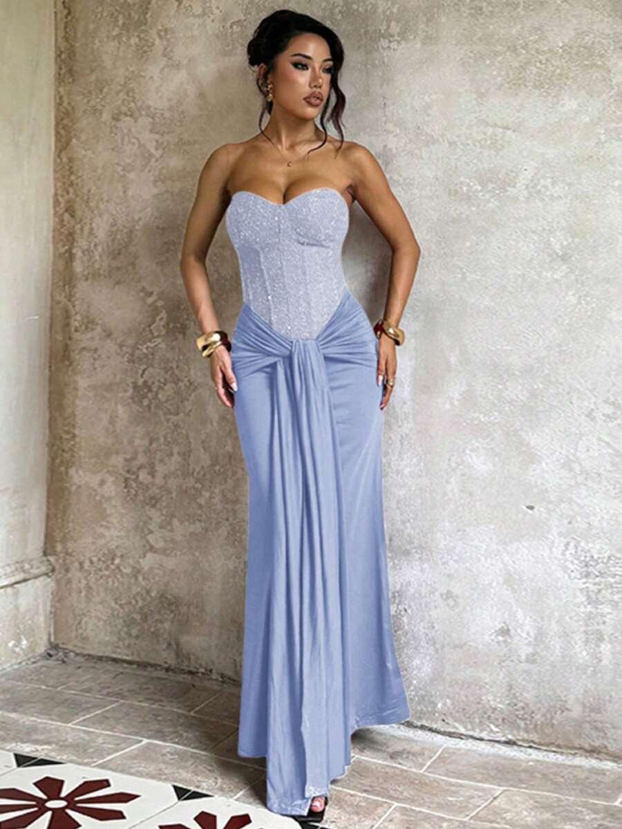 niebieska maxi sukienka