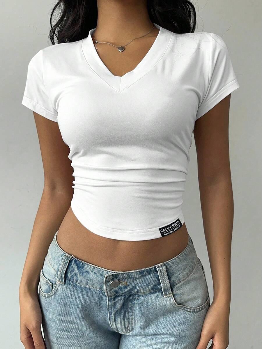 BIAŁA BLUZKA V-NECK