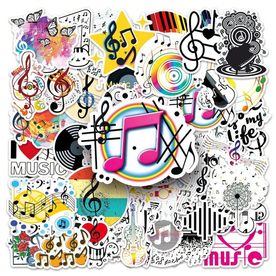 naklejki z symbolami muzycznymi 50-pack
