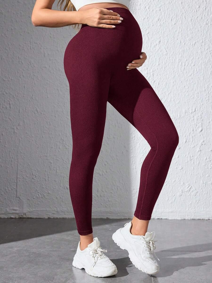 bordowe legginsy ciążowe