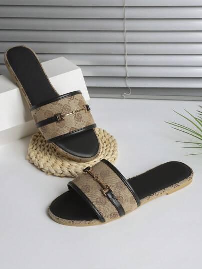 brązowe klapki casual 