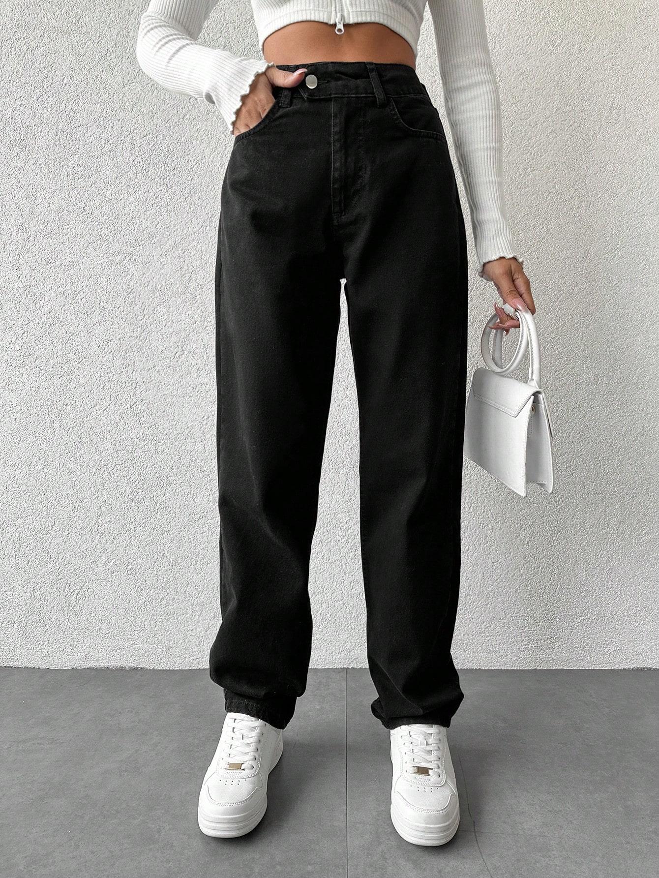 CZARNE SPODNIE JEANS