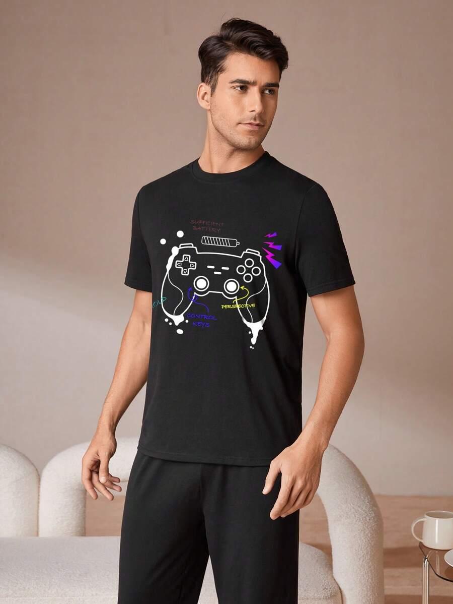 CZARNY KOMPLET T-SHIRT SPODNIE 