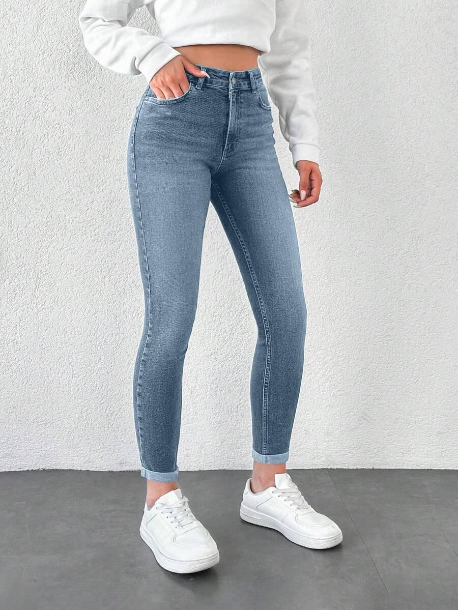 NIEBIESKIE SPODNIE JEANS WYSOKI STAN 
