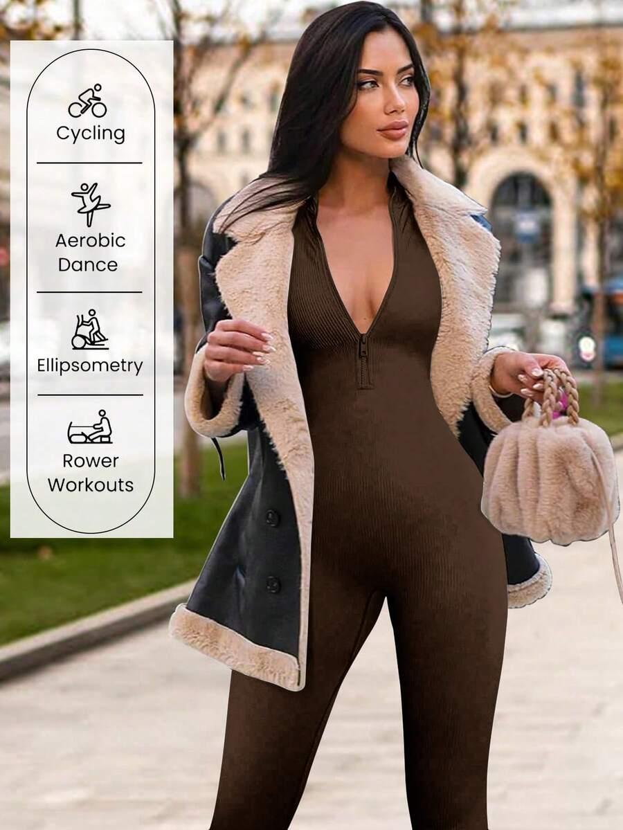 BRĄZOWY KOMBINEZON CASUAL