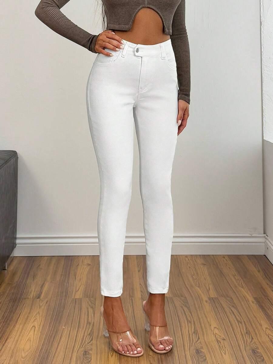 BIAŁE SPODNIE SKINNY JEANS