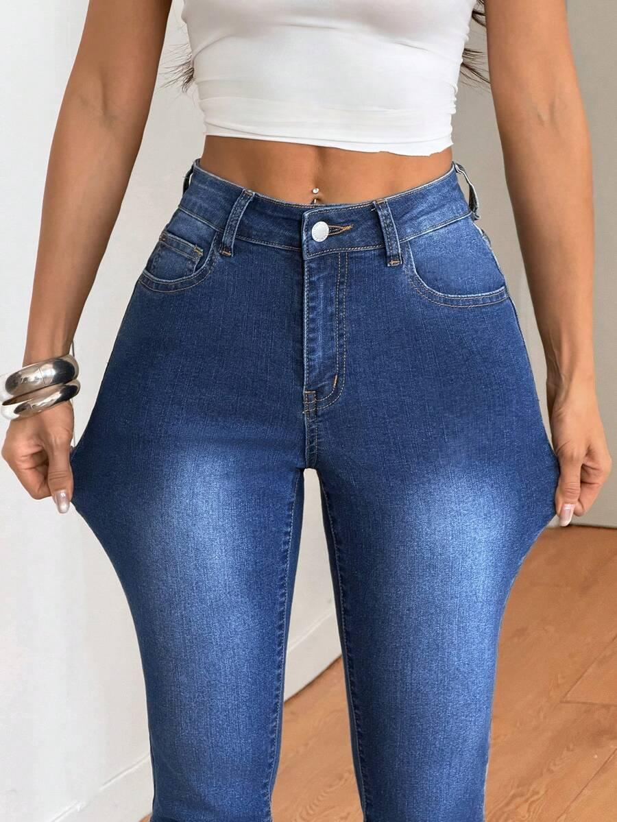 GRANATOWE SPODNIE JEANS