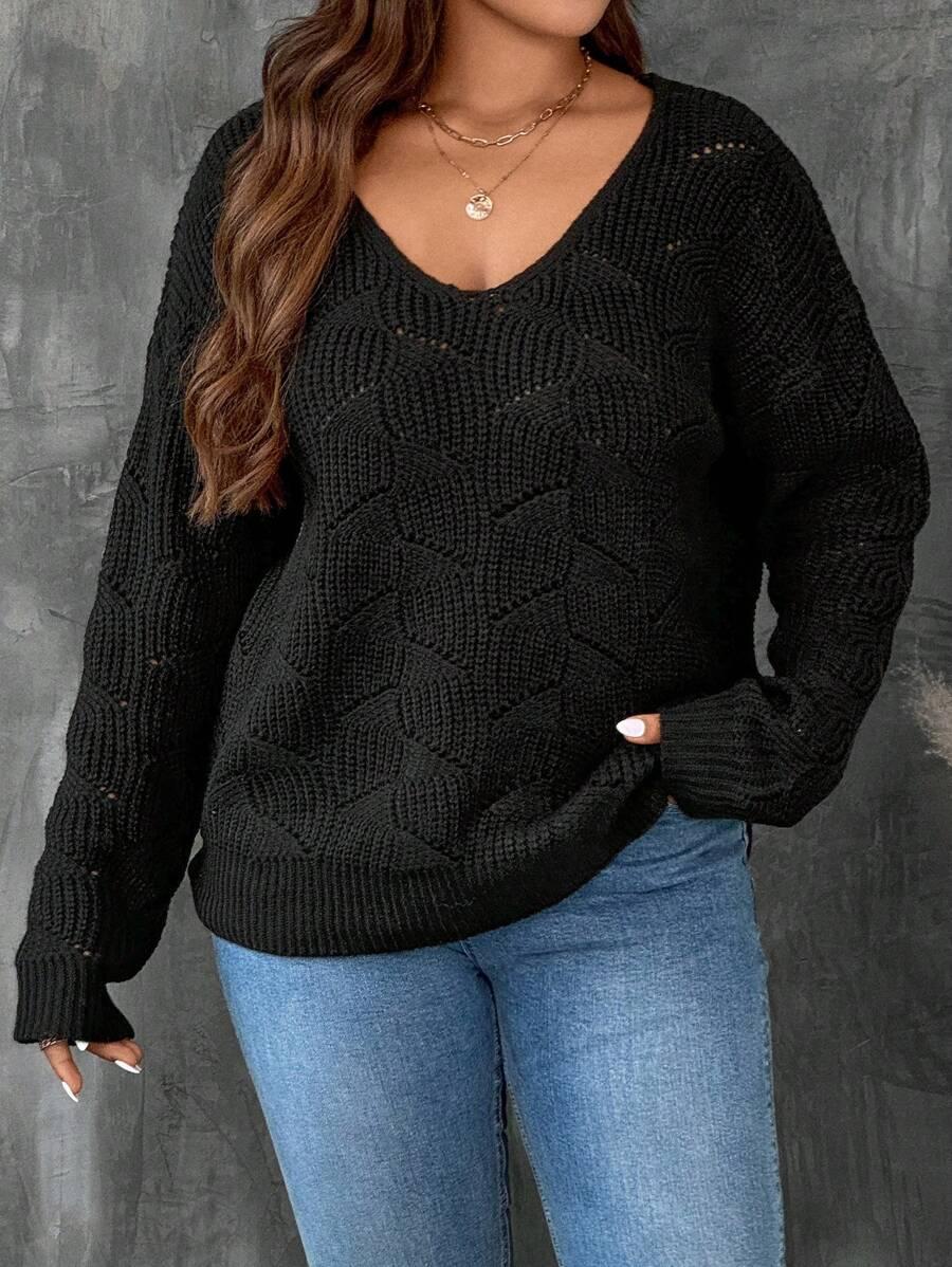 CZARNY SWETER V-NECK