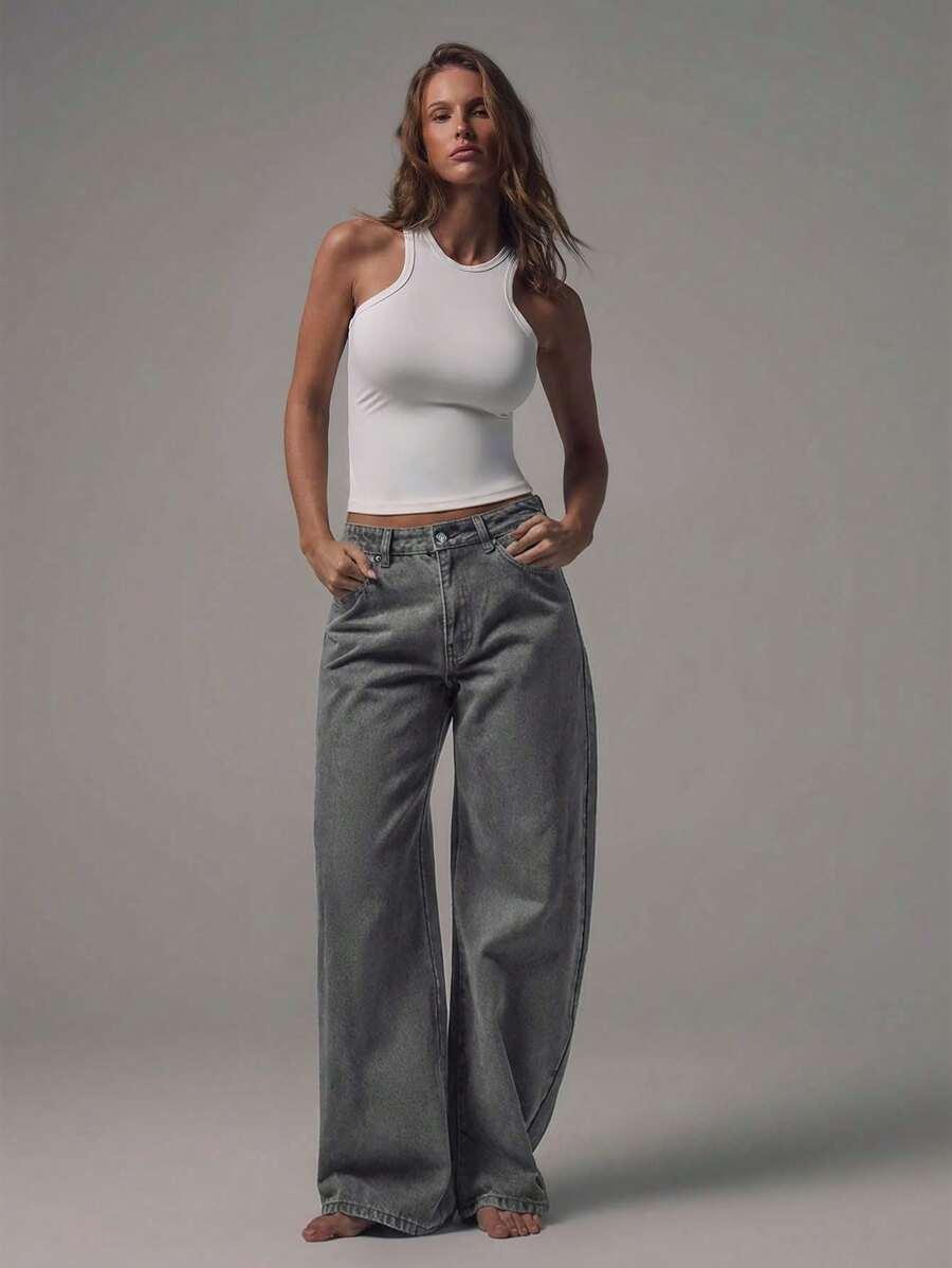 SZARE SPODNIE JEANS