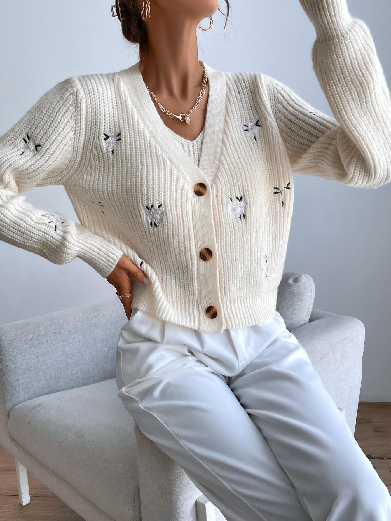 komplet sweter top haft
