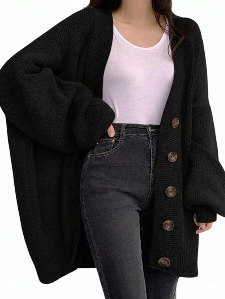 czarny sweter kardigan