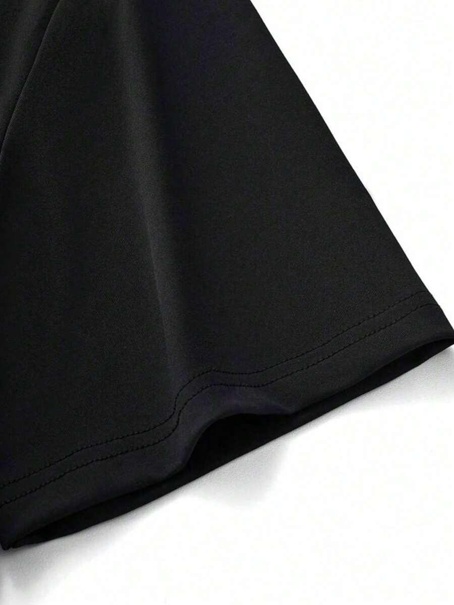 czarny t-shirt oversize okrągły dekolt