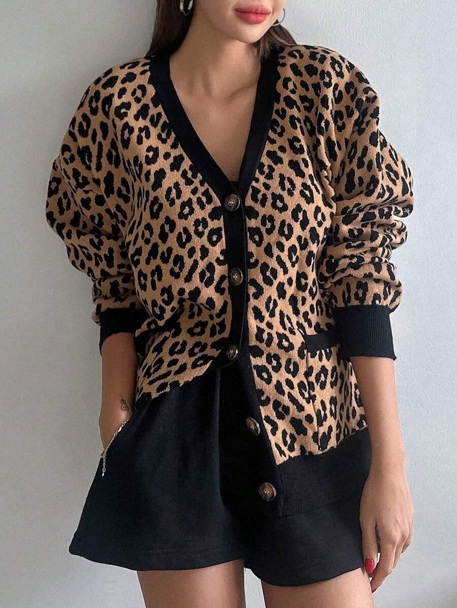 sweter kardigan animal print
