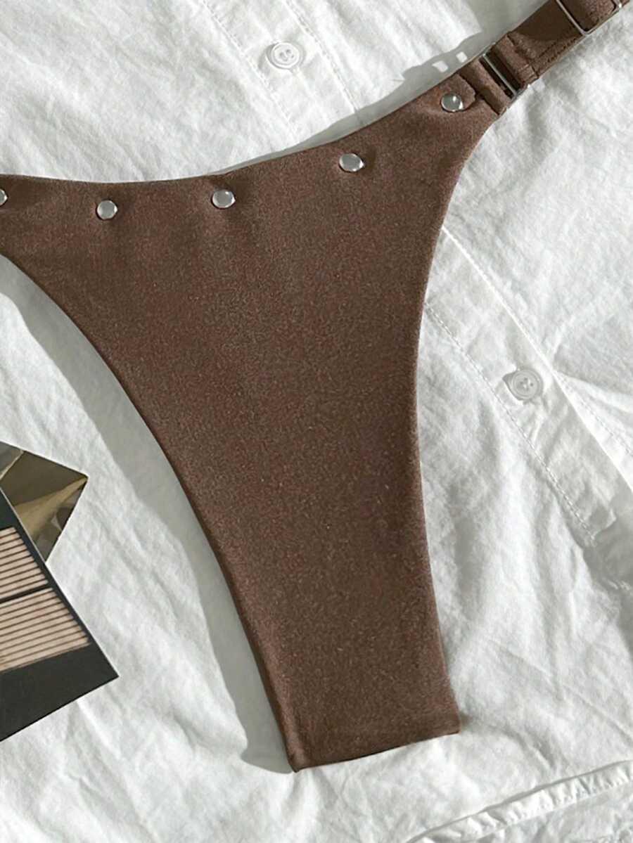 brązowy komplet bikini 