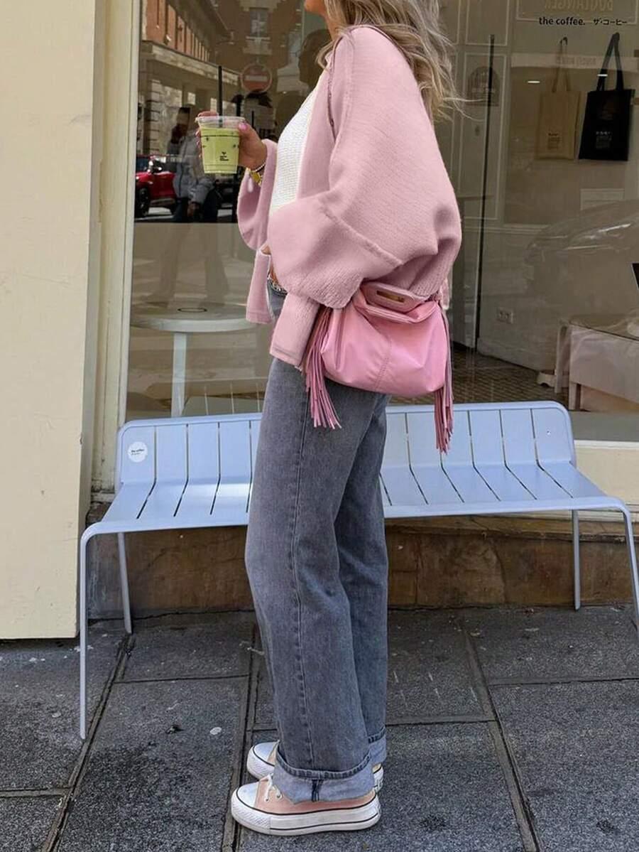 RÓŻOWY SWETER KARDIGAN
