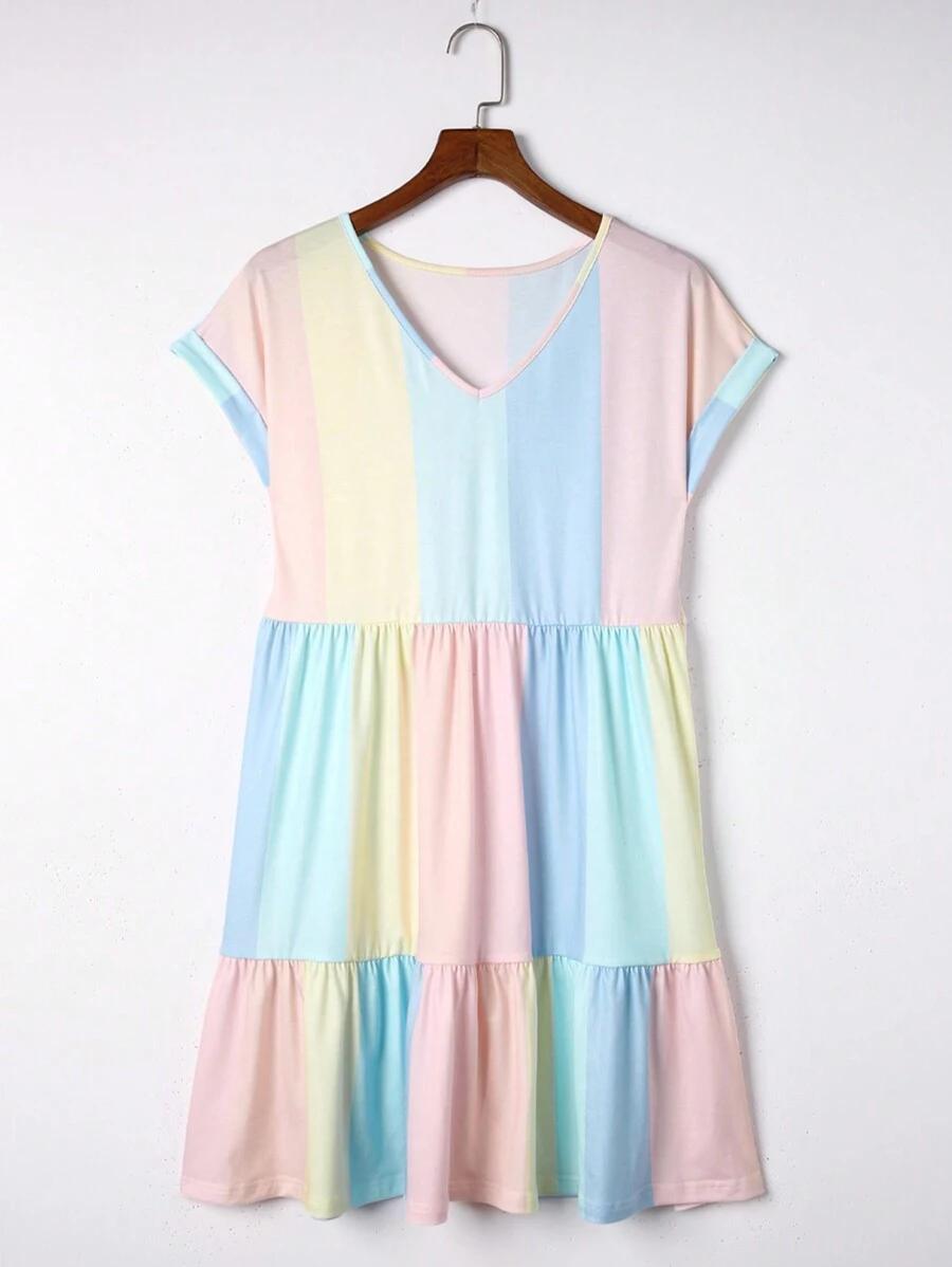 mini sukienka v neck paski 