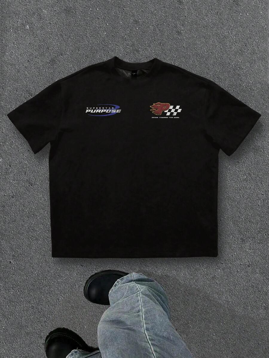 czarny t-shirt nadruk