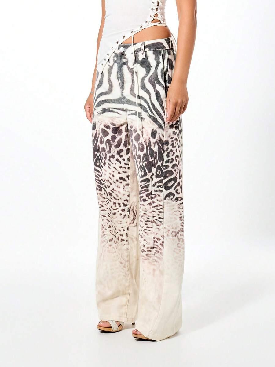 jeansy animal print 