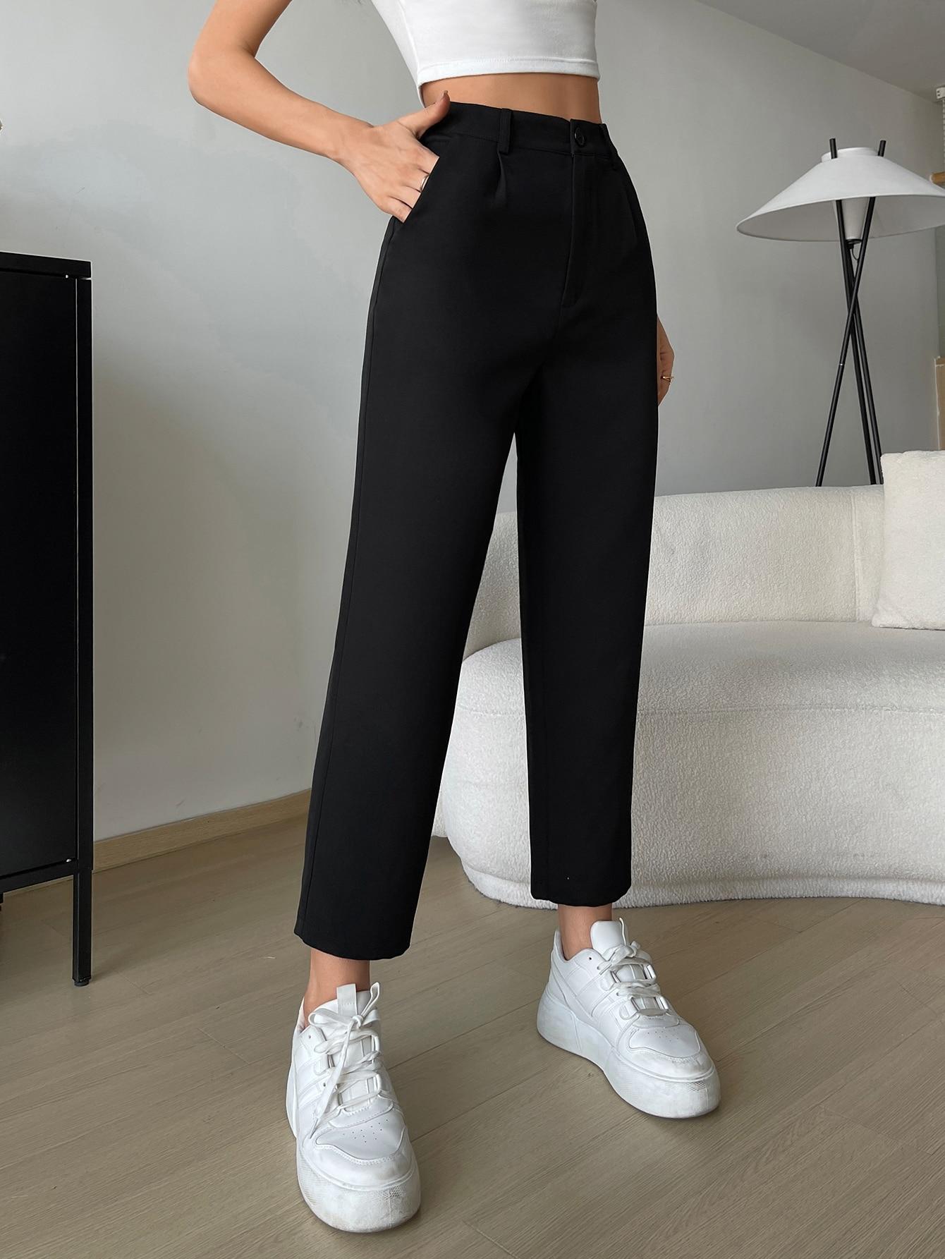 CZARNE SPODNIE CASUAL ZAMEK