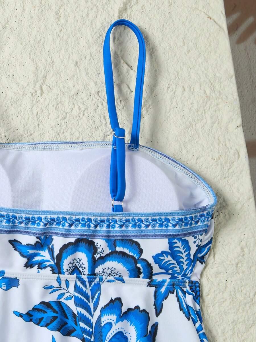 dwuczęściowy strój kąpielowy wzór kwiaty