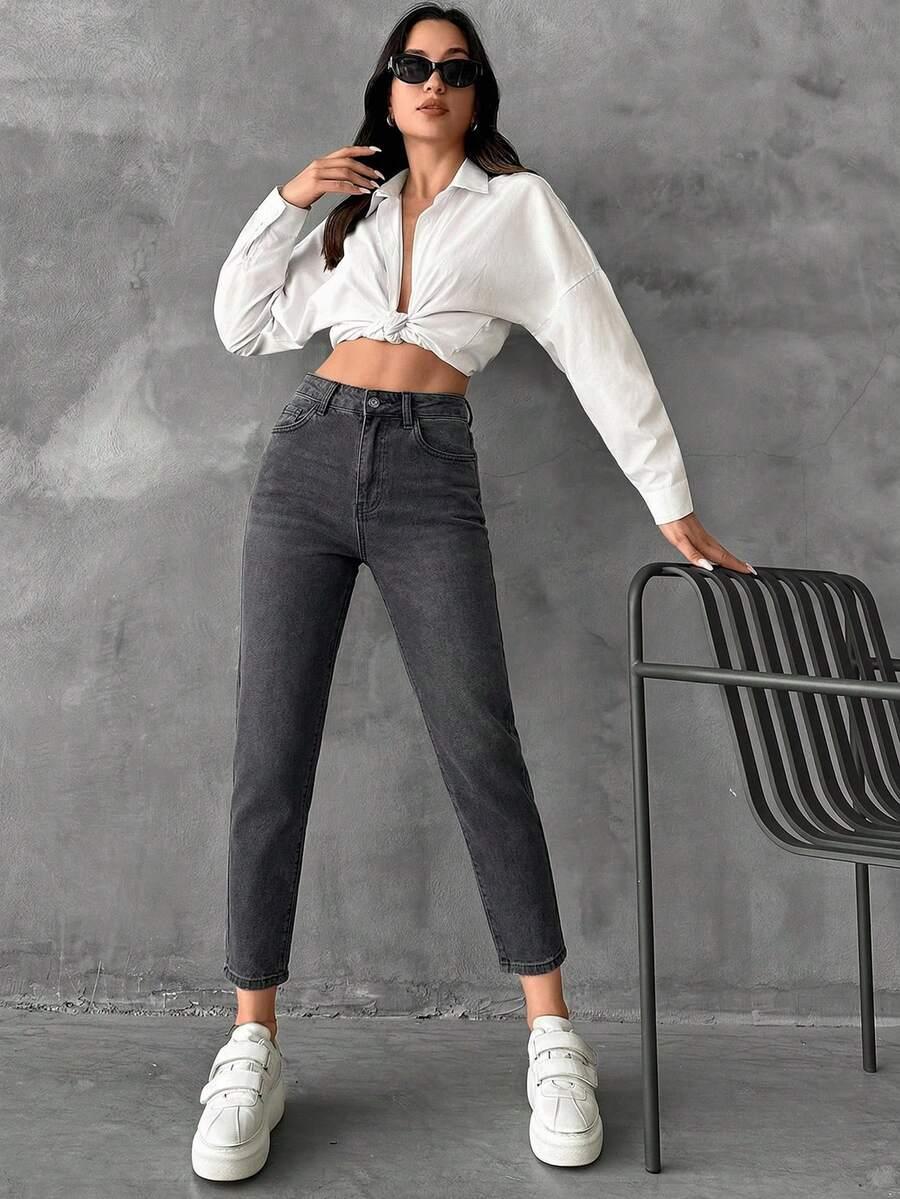 szare spodnie jeans