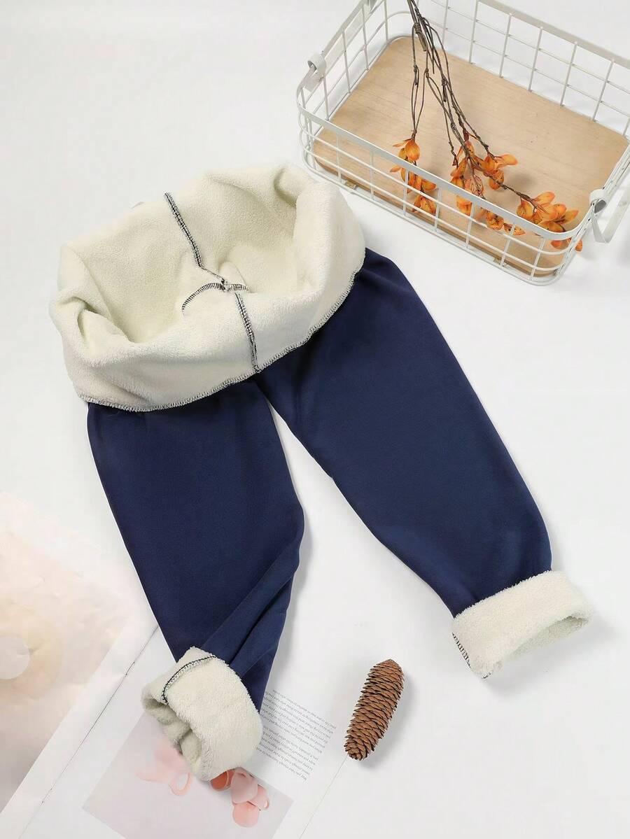granatowe ocieplane legginsy
